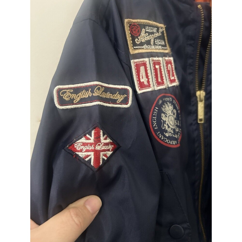 English Laundry Size 5 Kids Boys Pilot Bomber Jacket Windbreaker Navy  Patches - Picture 4 of 10
